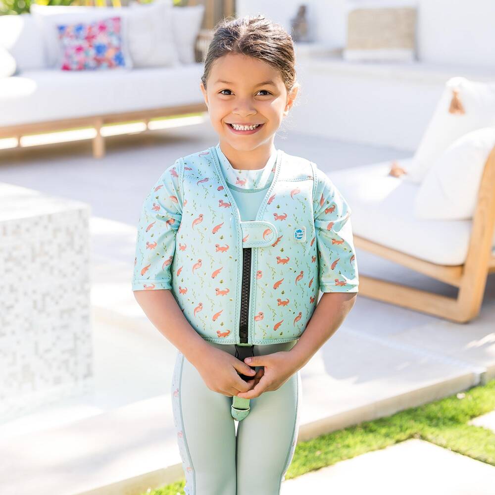 Splash About-Pale Green Otter Print Float Vest | Childrensalon