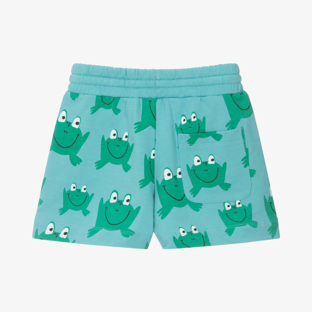 Stella McCartney Kids-Aqua Blue Cotton Frog Shorts | Childrensalon