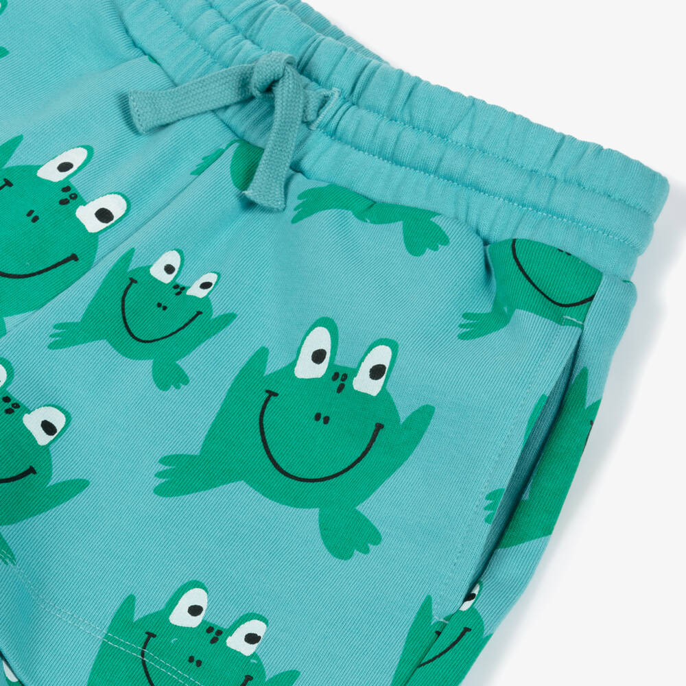 Stella McCartney Kids-Aqua Blue Cotton Frog Shorts | Childrensalon