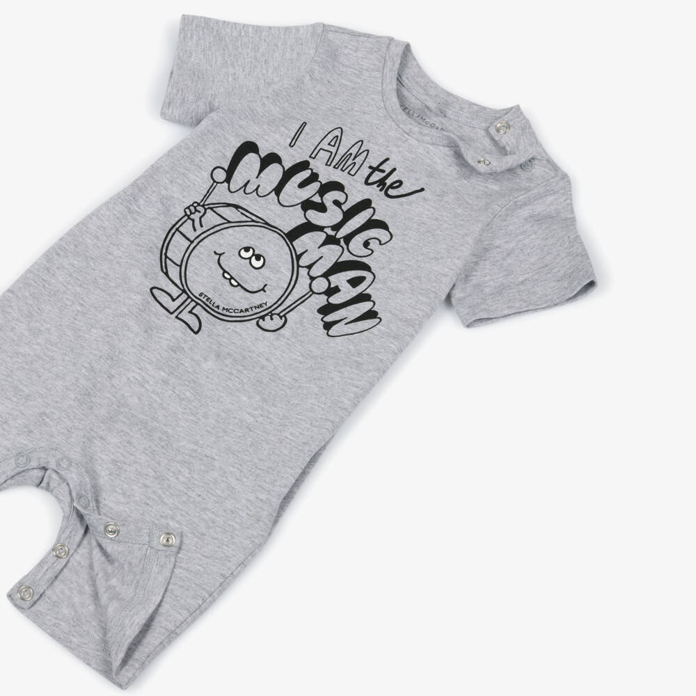 Stella McCartney Kids-Baby Boys Grey Cotton Music Man Shortie | Childrensalon