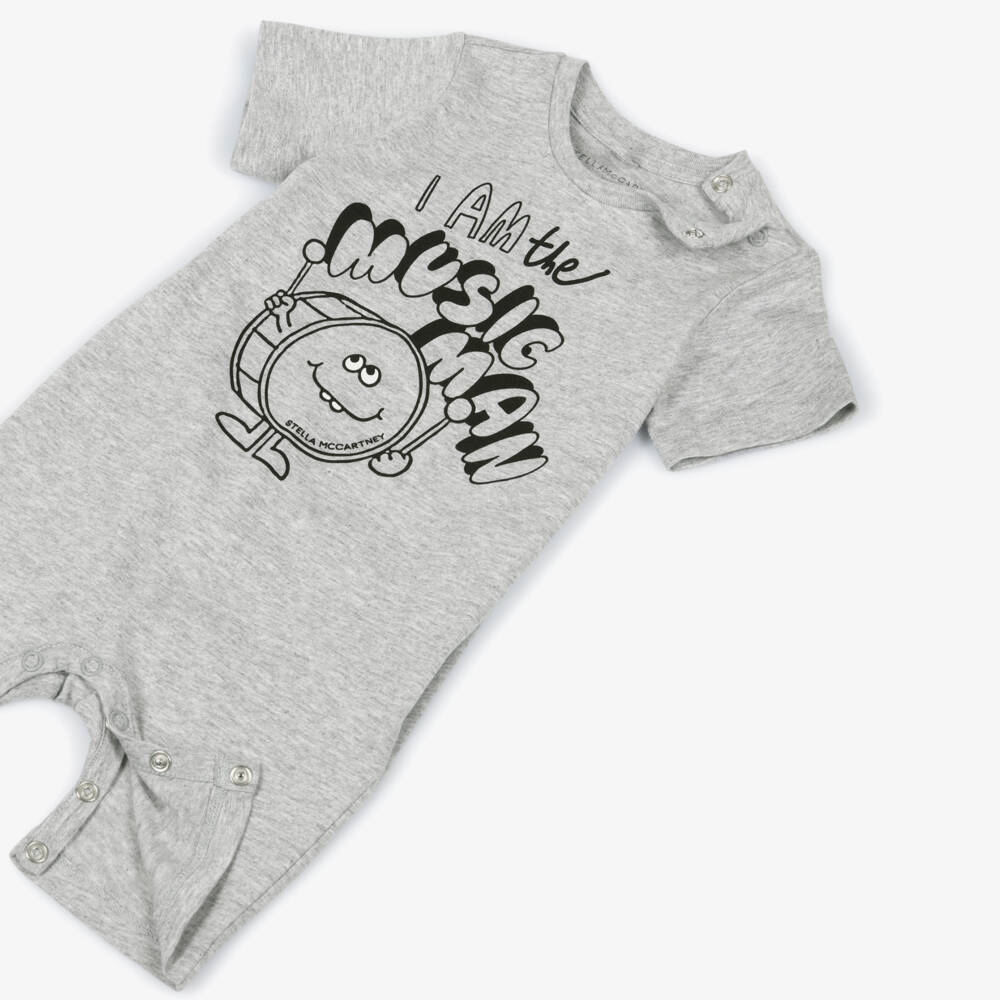 Stella McCartney Kids-بودي سوت قطن لون رمادي للأولاد الرضع | Childrensalon