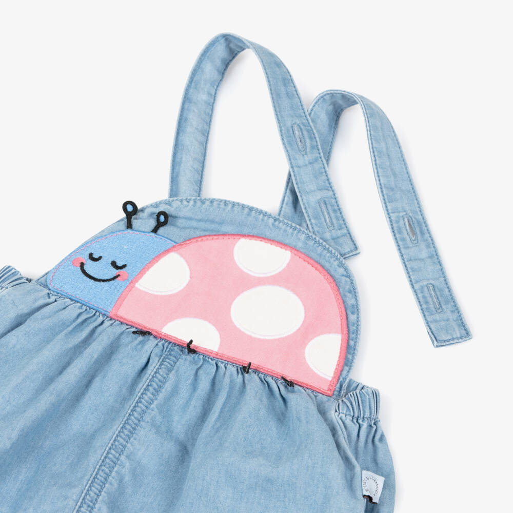 Stella McCartney Kids-Baby Girls Blue Chambray Ladybird Shortie | Childrensalon