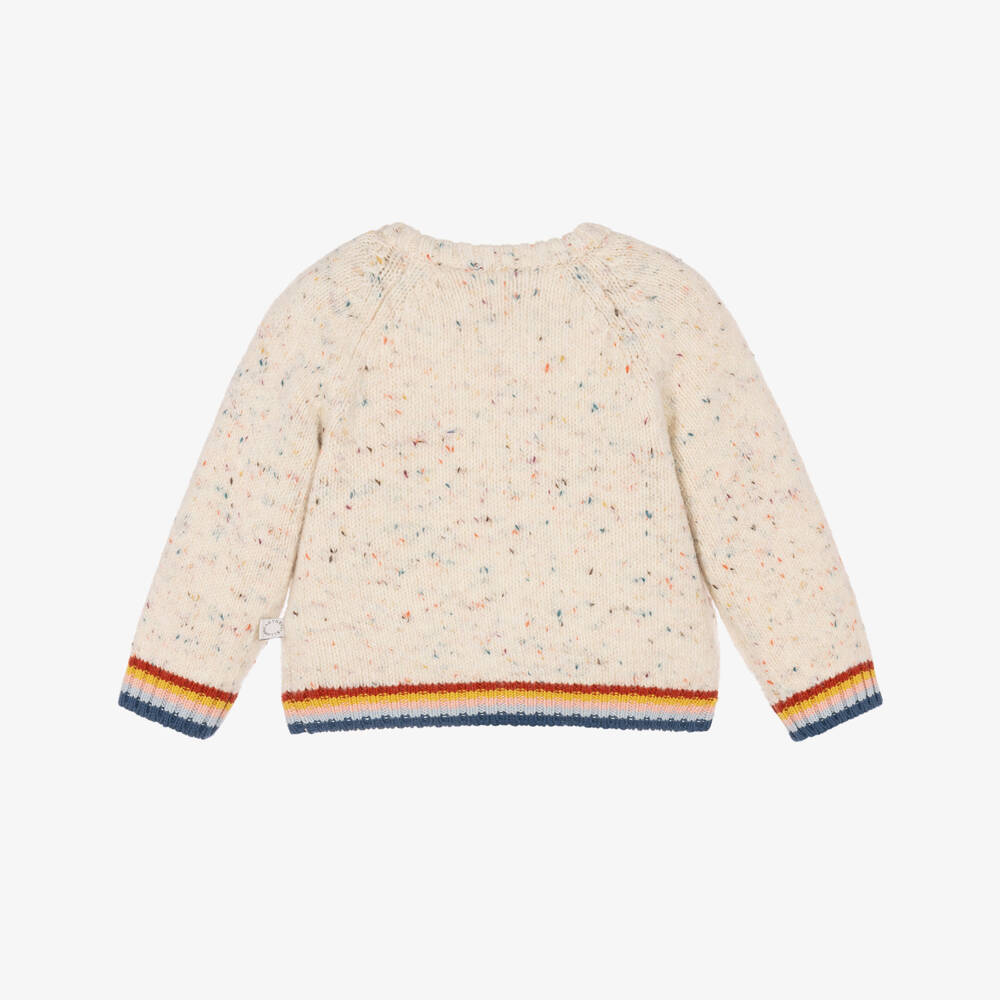 Stella McCartney Kids-Baby Girls Ivory Cardigan with Colourful Star Buttons | Childrensalon