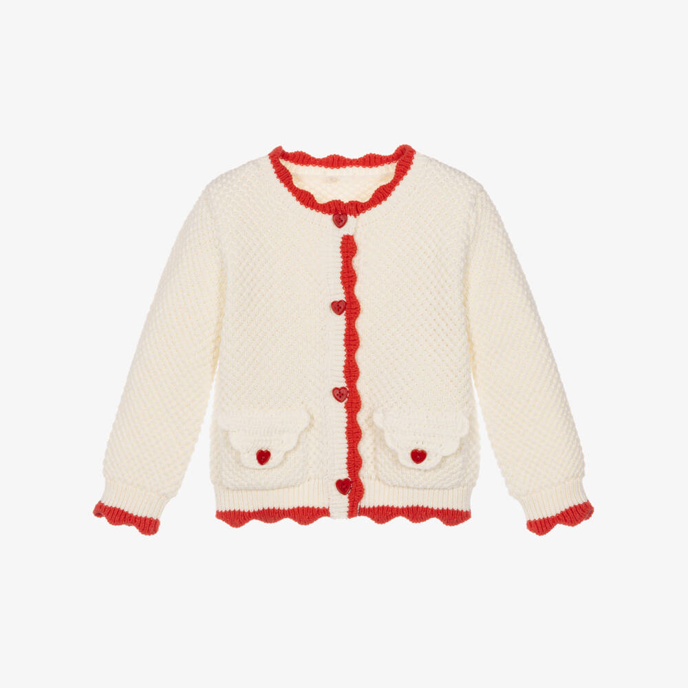 Stella McCartney Kids-Baby Girls Ivory Textured Knit Cardigan | Childrensalon