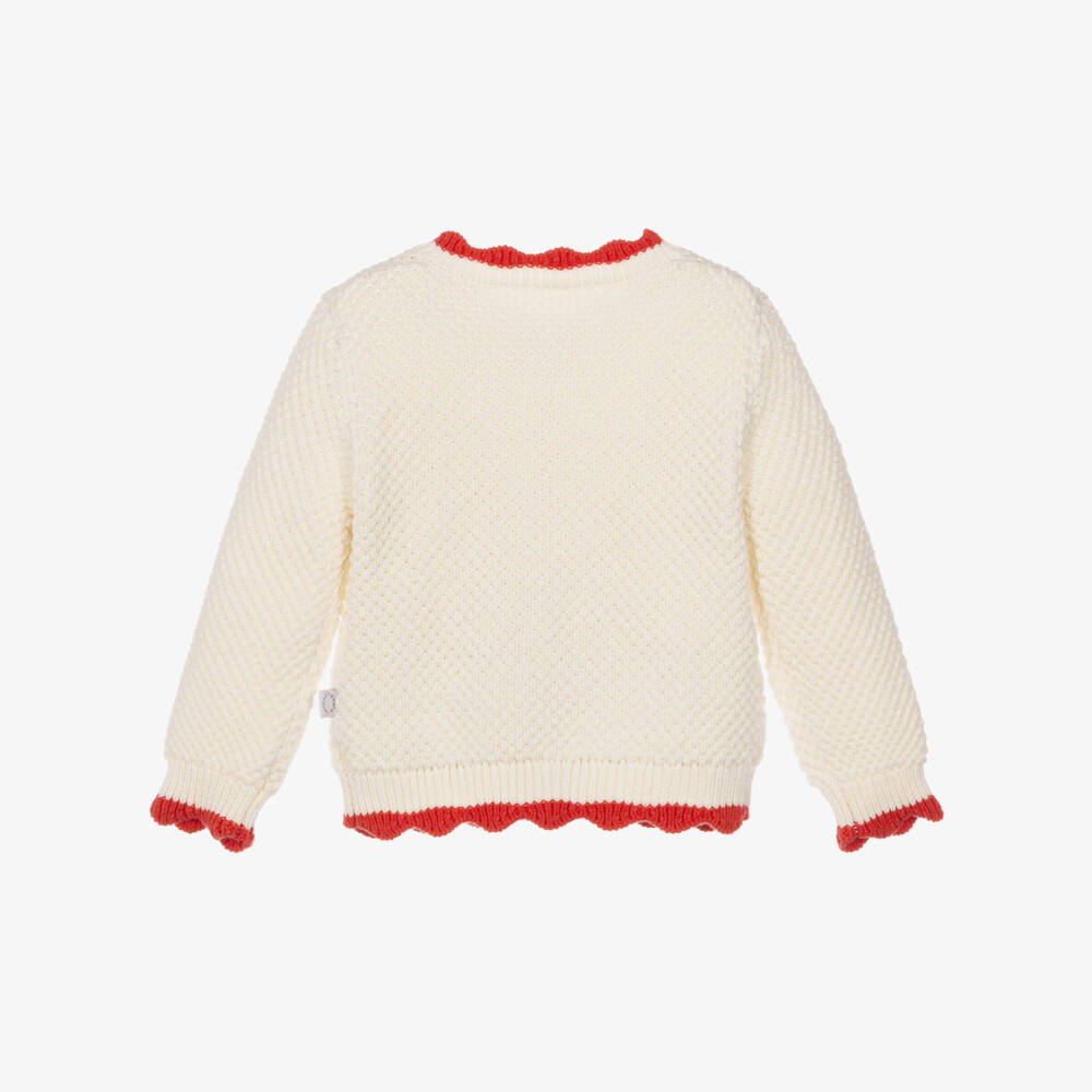 Stella McCartney Kids-Baby Girls Ivory Textured Knit Cardigan | Childrensalon