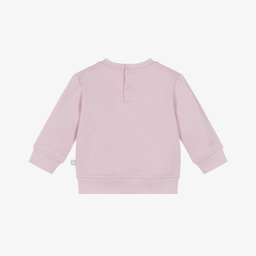 Stella McCartney Kids-Baby Girls Pink Cotton Bird Appliqué Sweatshirt | Childrensalon