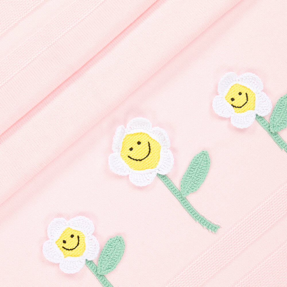 Stella McCartney Kids-Baby Girls Pink Cotton Knit Blanket (76cm) | Childrensalon