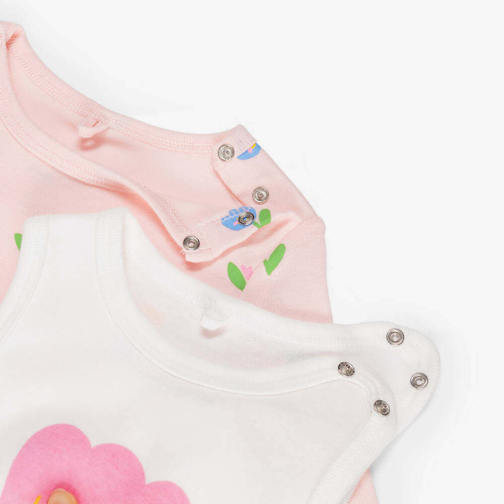 Stella McCartney Kids-Baby Girls Pink Floral Cotton Babysuit Set | Childrensalon