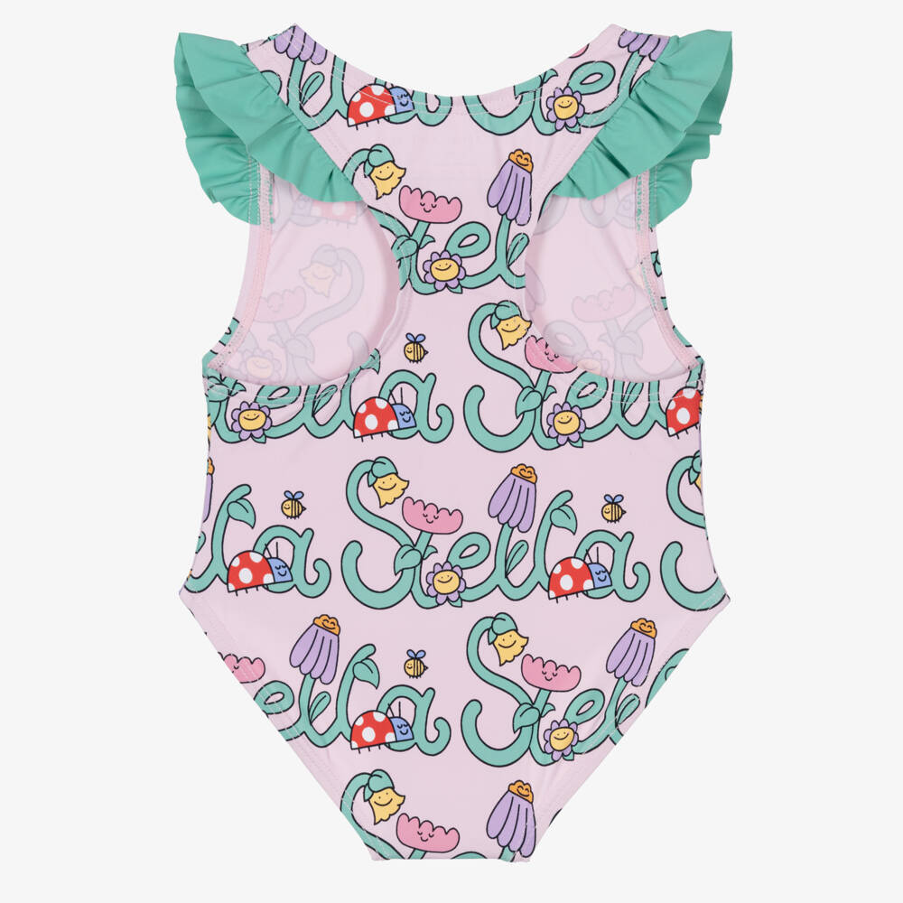 Stella McCartney Kids-Baby Girls Pink Stella Vine Print Swimsuit (UPF50+) | Childrensalon