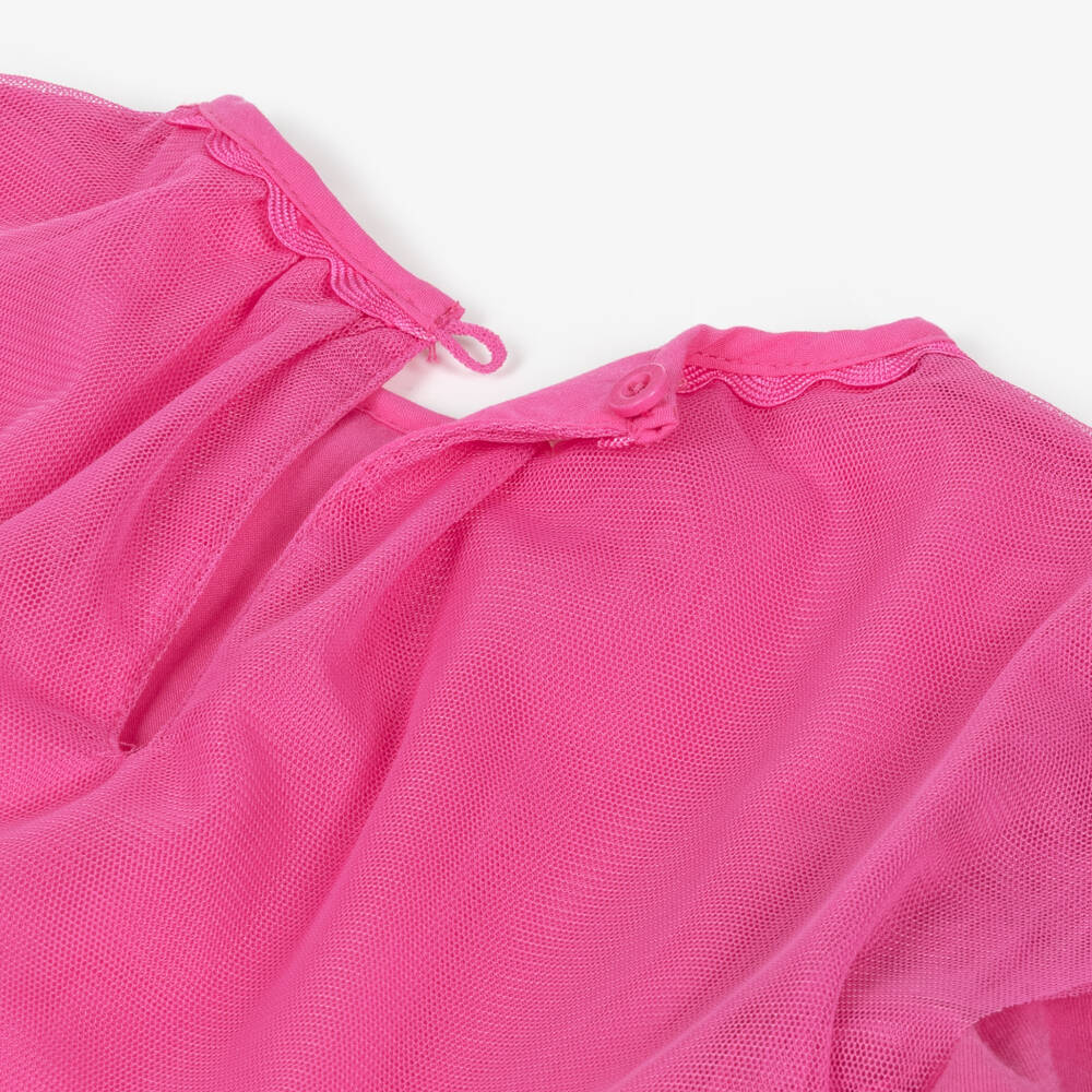 Stella McCartney Kids-Baby Girls Pink Tulle Dress with Colourful Bows | Childrensalon