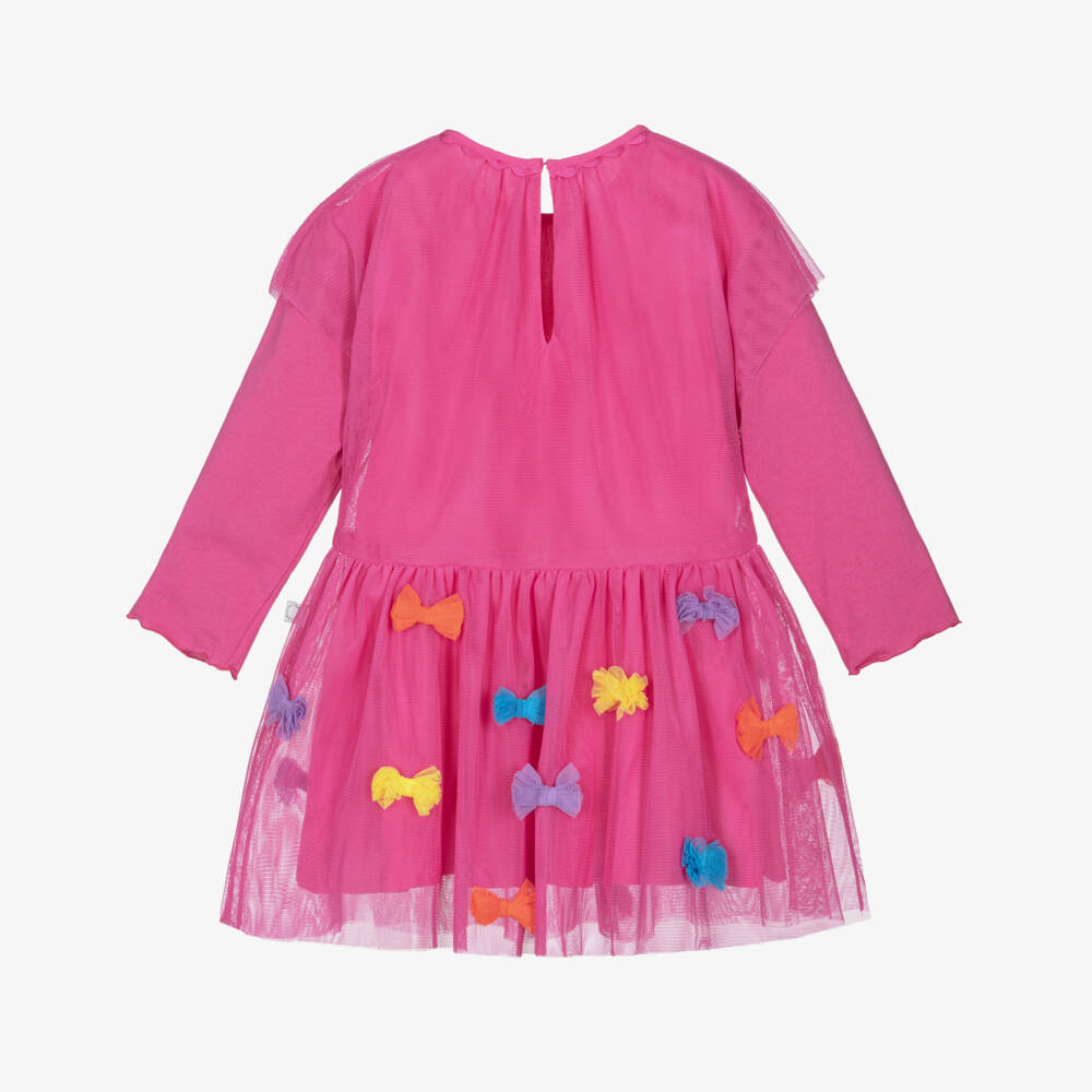 Stella McCartney Kids-Baby Girls Pink Tulle Dress with Colourful Bows | Childrensalon