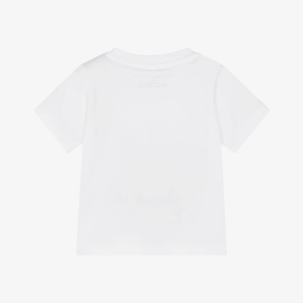 Stella McCartney Kids-Baby Girls White Cotton T-Shirt with Fish & Logo Print | Childrensalon