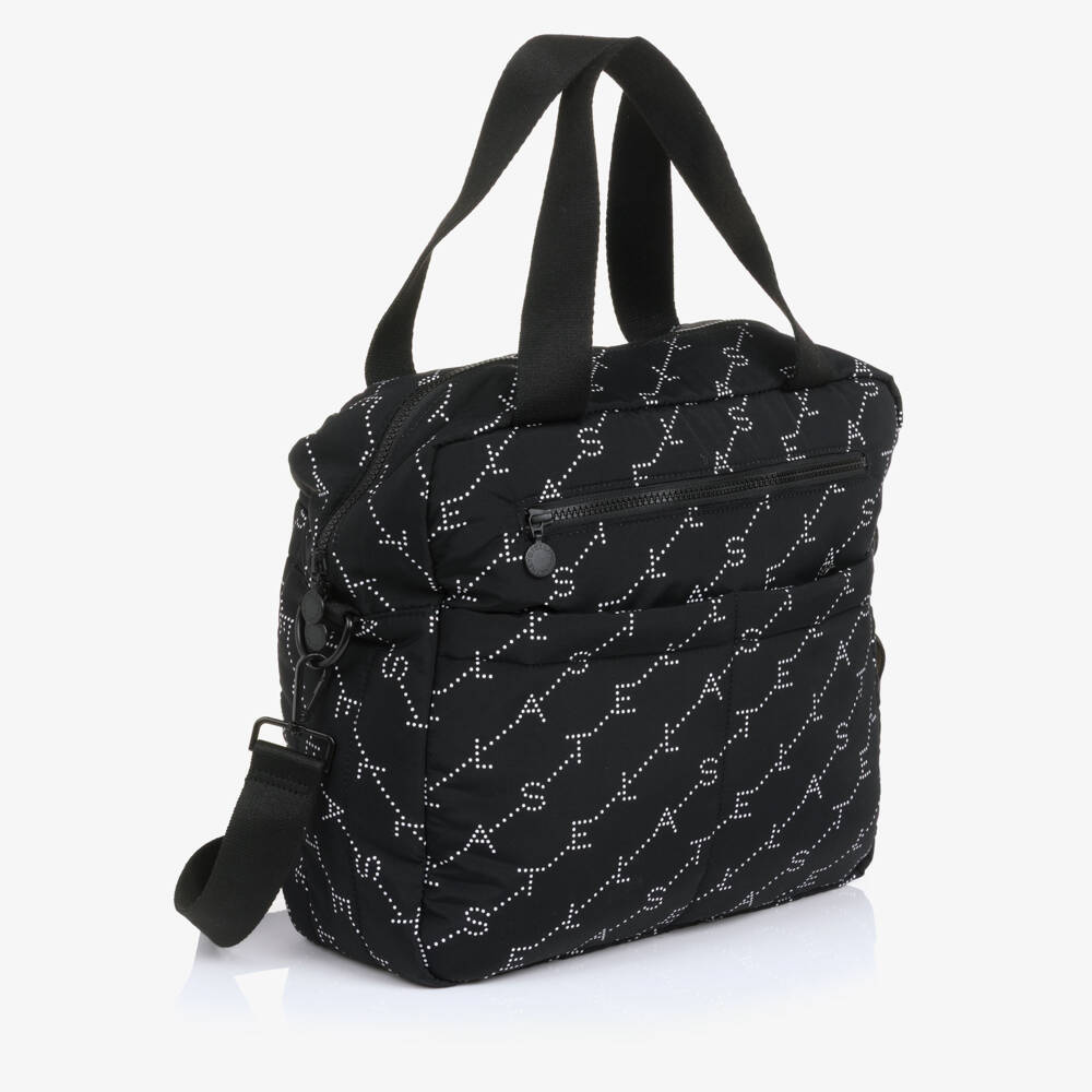 Stella McCartney Kids-Black Logo Print Baby Changing Bag (36cm) | Childrensalon