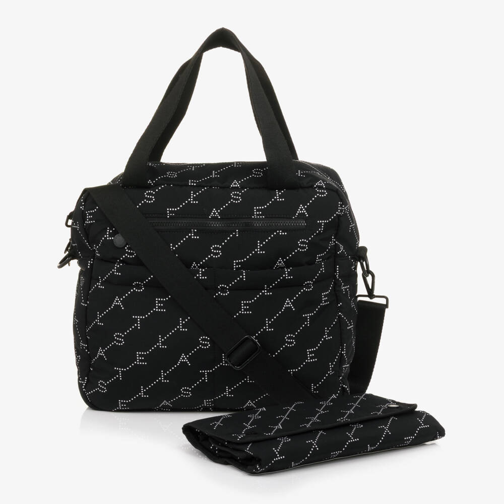 Stella McCartney Kids-Black Logo Print Baby Changing Bag (36cm) | Childrensalon