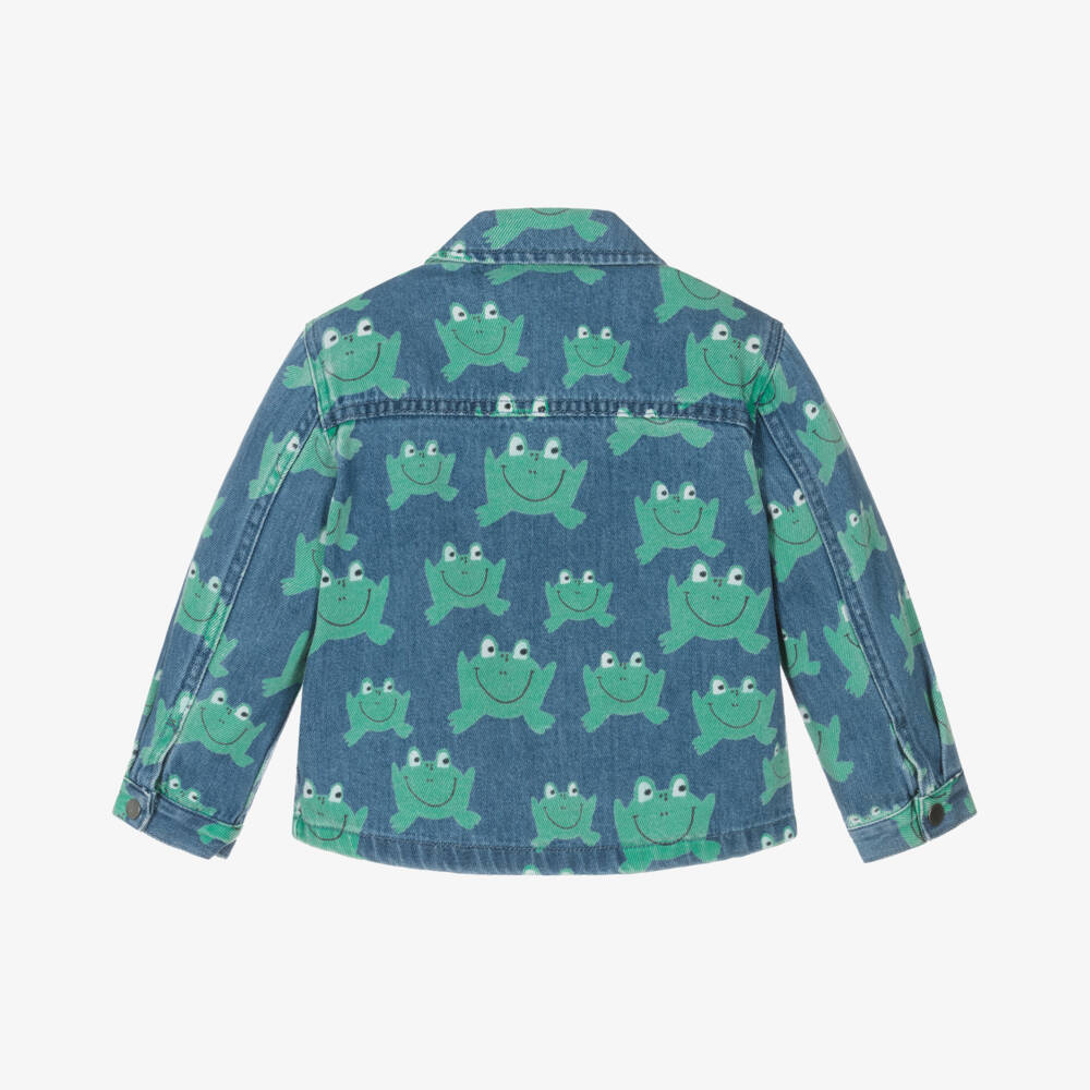 Stella McCartney Kids-Blue & Green Frog Denim Jacket | Childrensalon