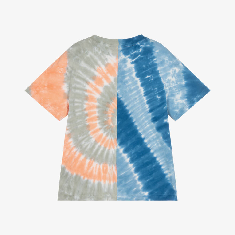 Stella McCartney Kids-Blue Organic Cotton Tie-Dye T-Shirt | Childrensalon