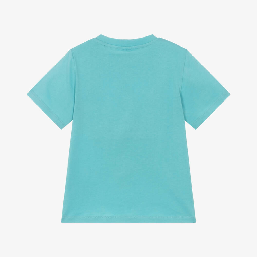 Stella McCartney Kids-Boys Aqua Blue Cotton Frog T-Shirt | Childrensalon