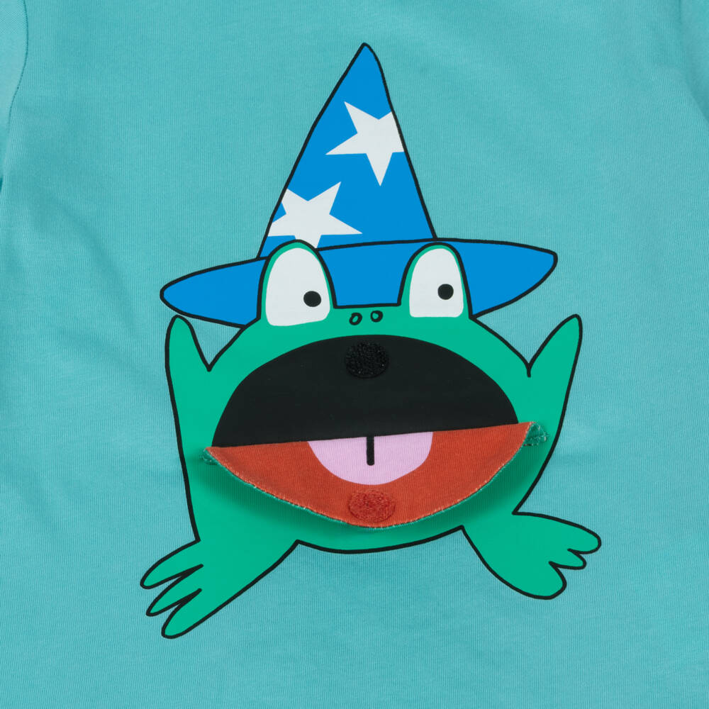 Stella McCartney Kids-Boys Aqua Blue Cotton Frog T-Shirt | Childrensalon