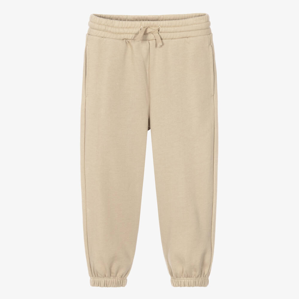 Stella McCartney Kids-Boys Beige Cotton Joggers with Horse Motifs | Childrensalon