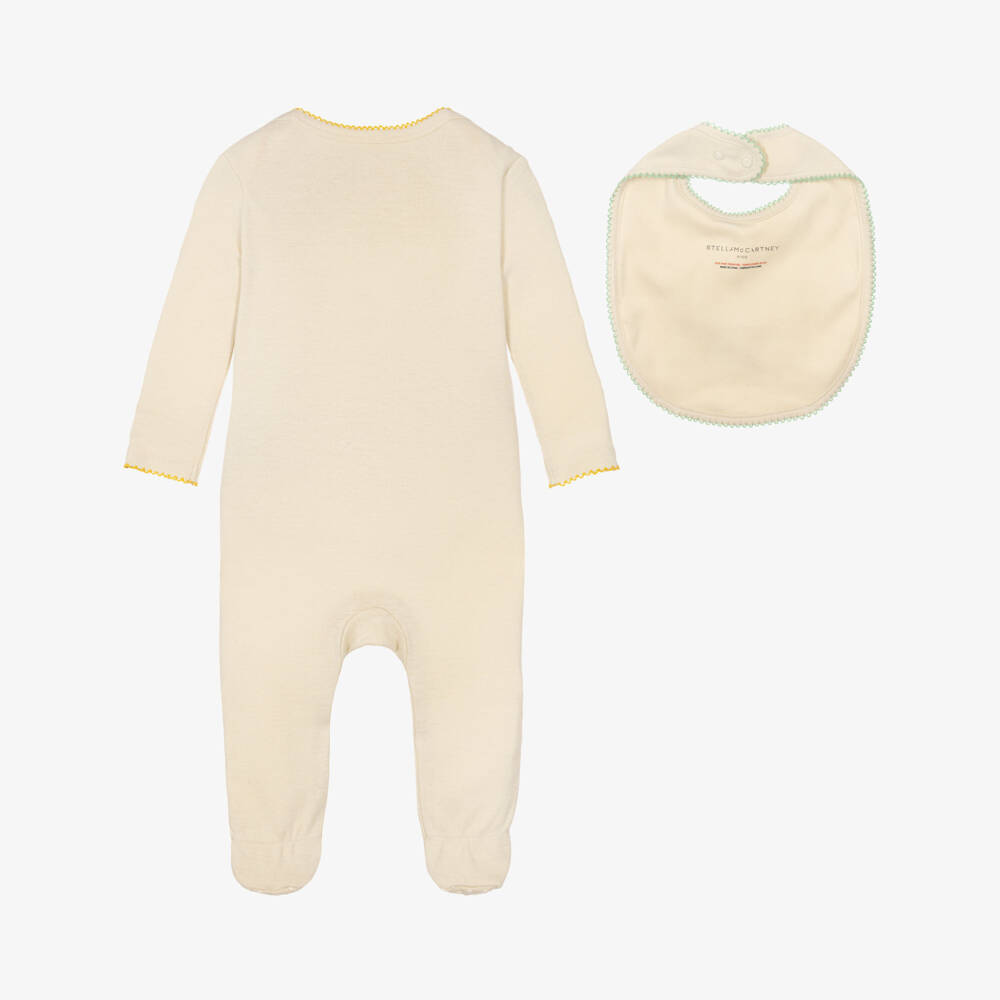Stella McCartney Kids-Boys Beige Tiger Babysuit & Bib Gift Set | Childrensalon