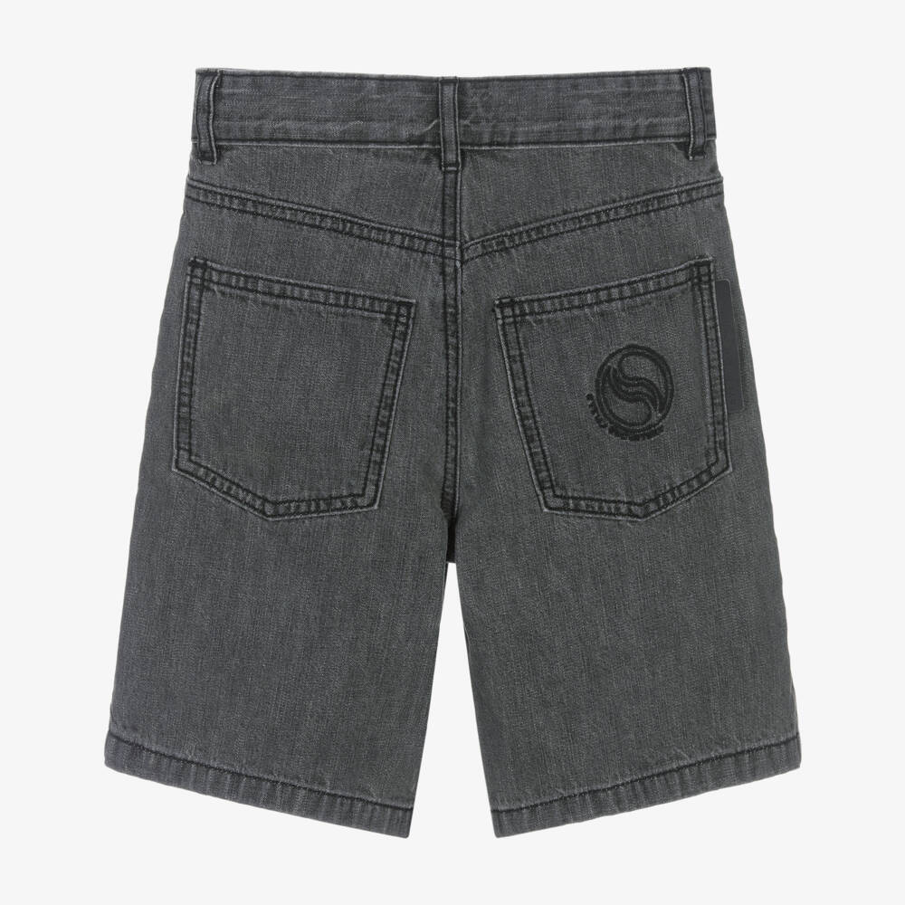 Stella McCartney Kids-Boys Black Cotton Denim Shorts | Childrensalon