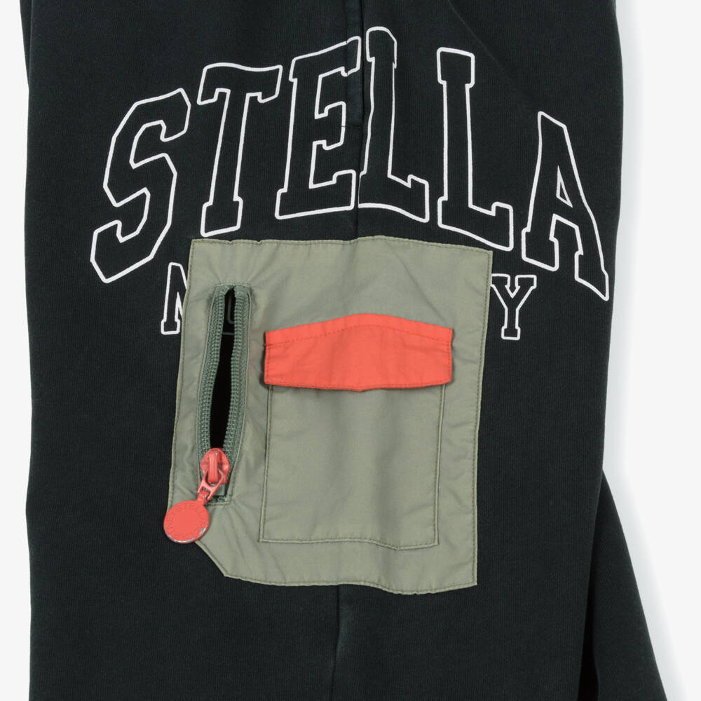 Stella McCartney Kids-Boys Black Cotton Joggers with Logo Pocket | Childrensalon