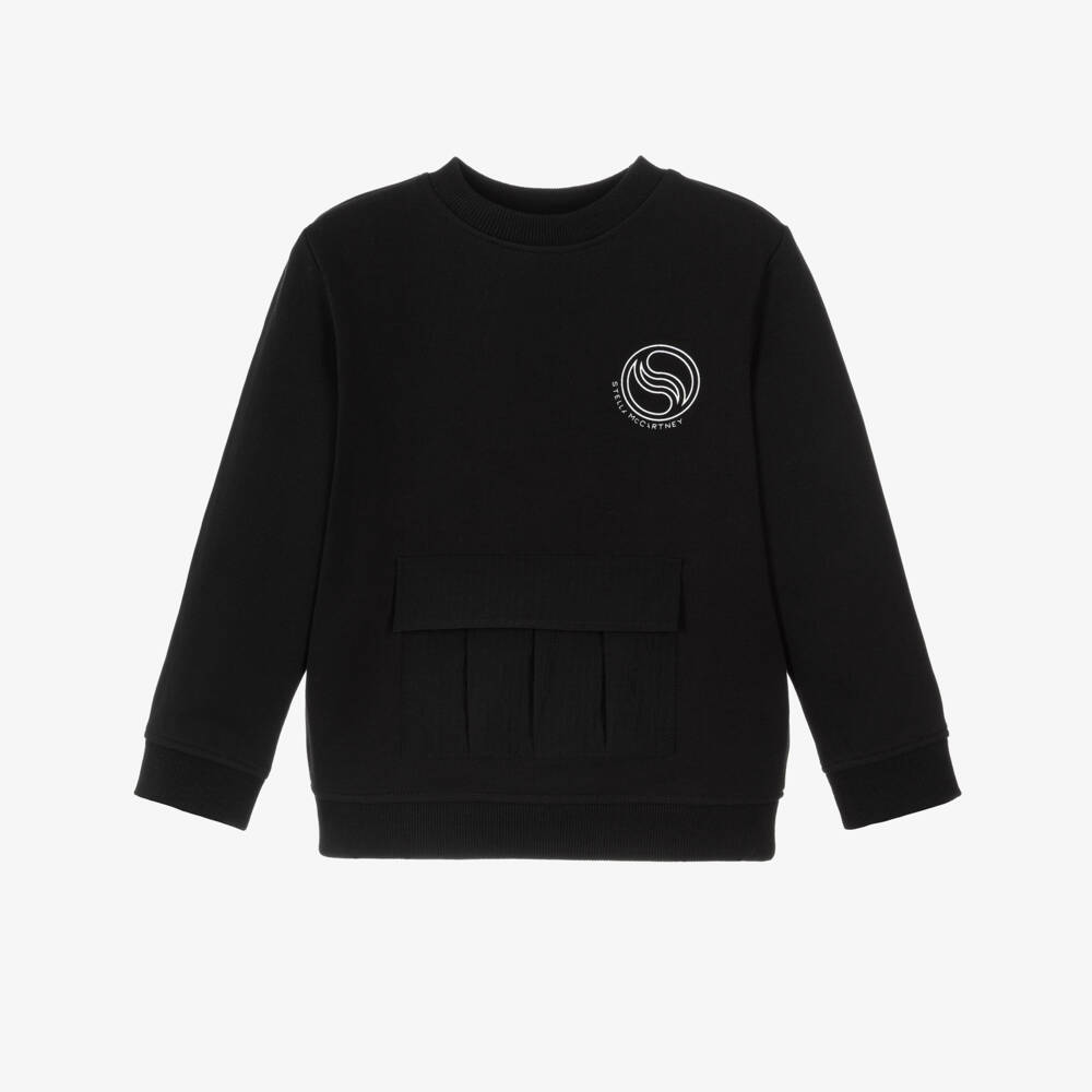 Stella McCartney Kids-Boys Black Cotton Logo Sweatshirt | Childrensalon