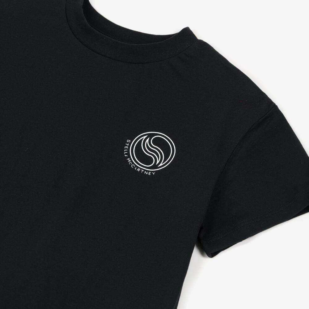 Stella McCartney Kids-Boys Black Cotton Logo T-Shirt | Childrensalon