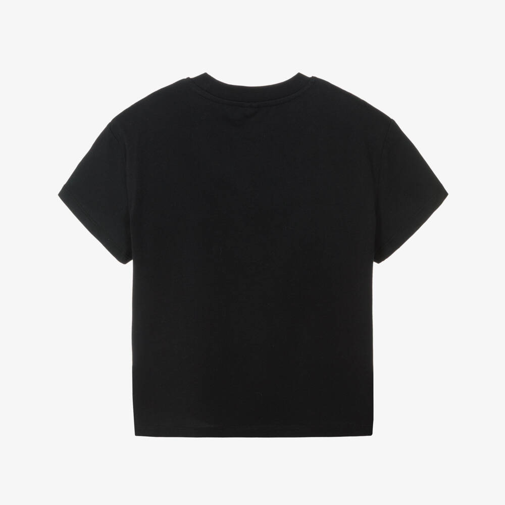 Stella McCartney Kids-Boys Black Cotton Logo T-Shirt | Childrensalon