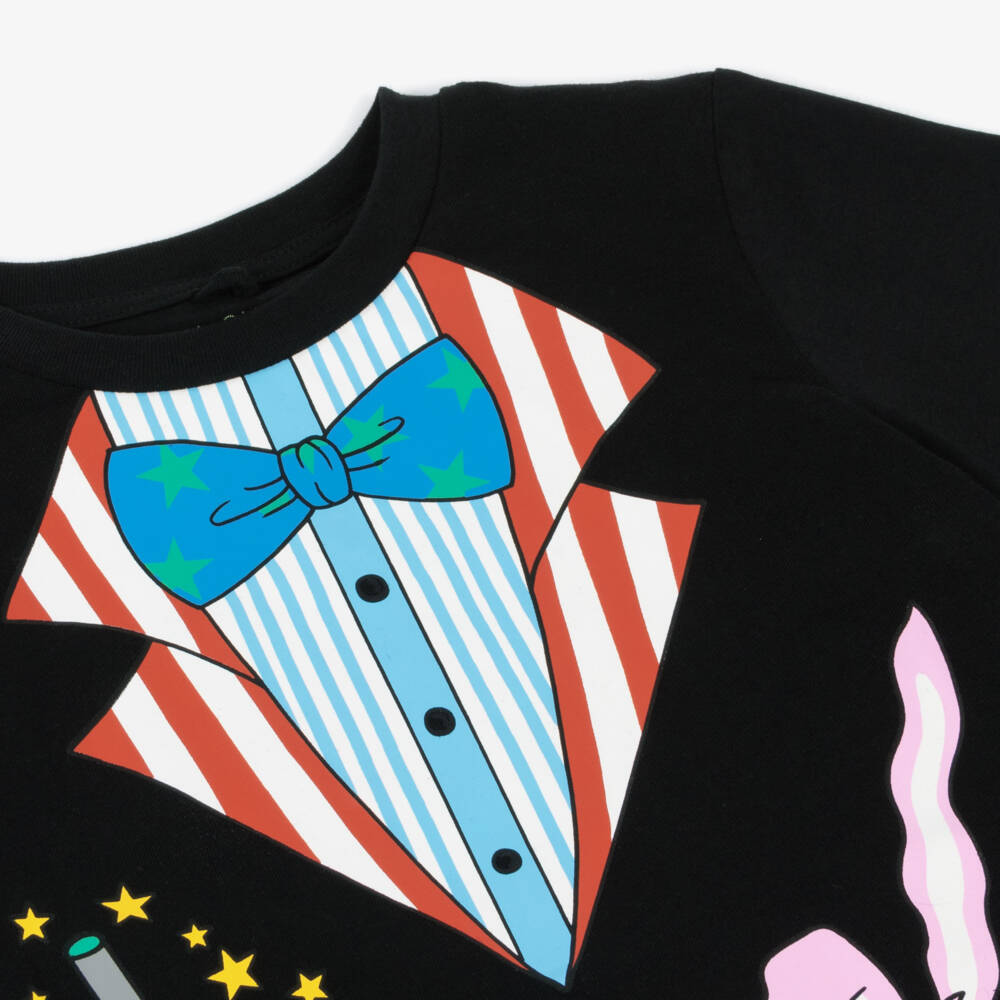 Stella McCartney Kids-Boys Black Cotton Magician T-Shirt | Childrensalon