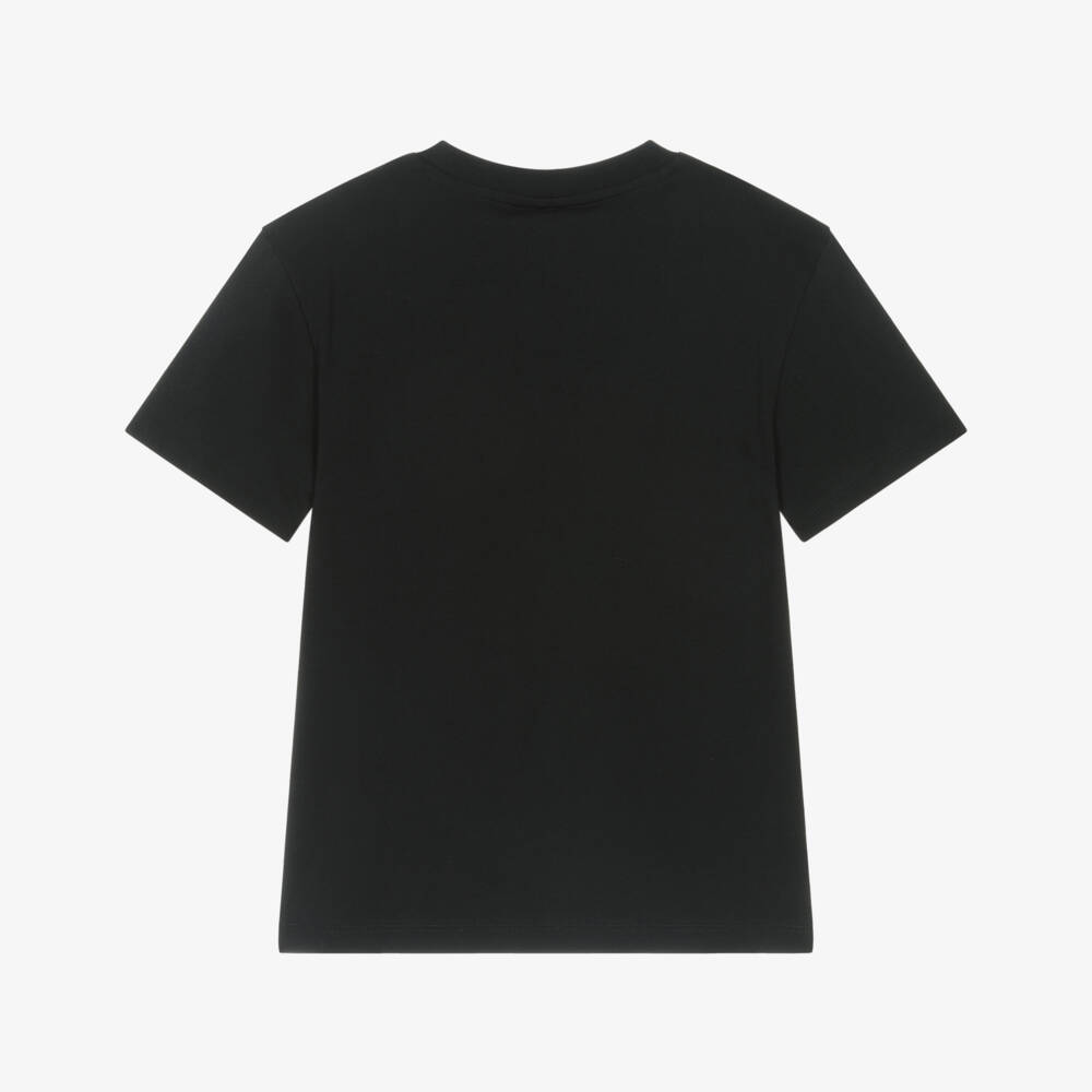 Stella McCartney Kids-Boys Black Cotton T-Shirt With Green Circle Logo | Childrensalon