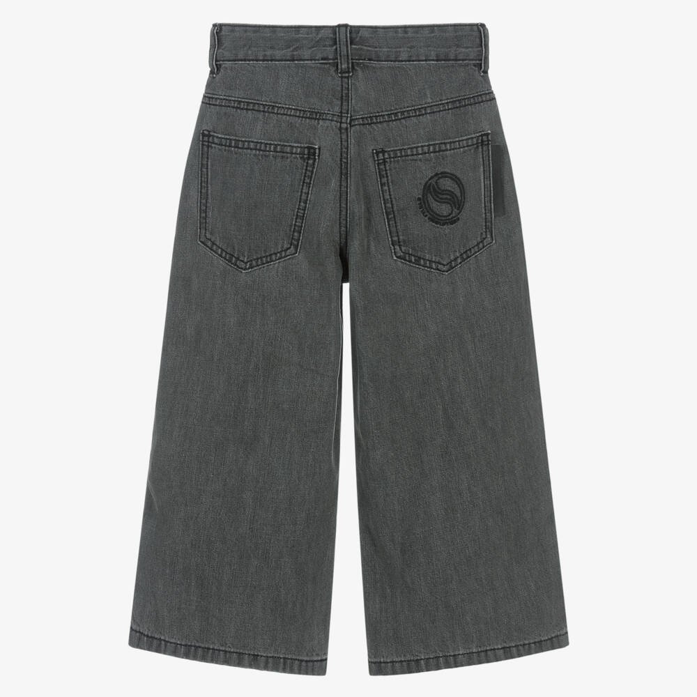 Stella McCartney Kids-Boys Black Denim Wide Leg Jeans | Childrensalon