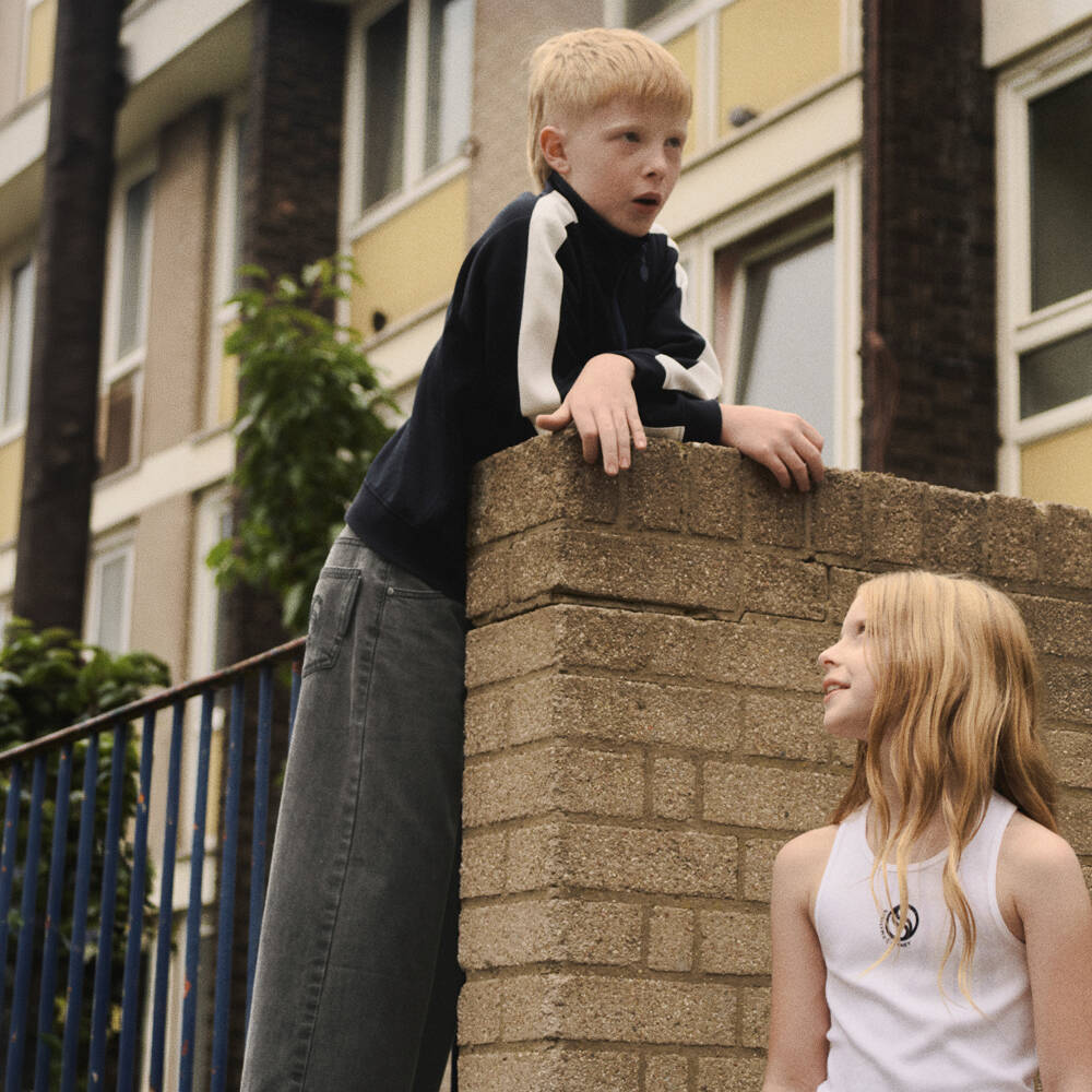 Stella McCartney Kids-Boys Black Denim Wide Leg Jeans | Childrensalon