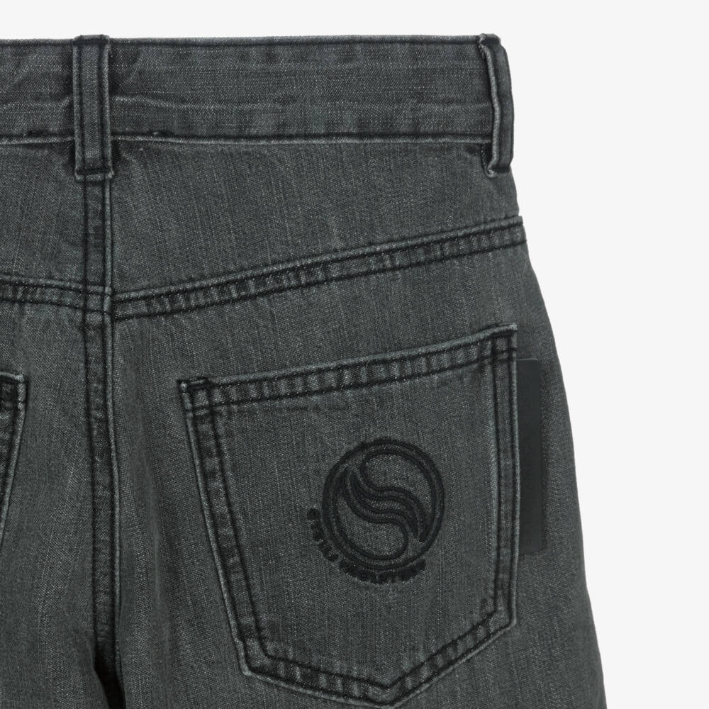 Stella McCartney Kids-Boys Black Denim Wide Leg Jeans | Childrensalon