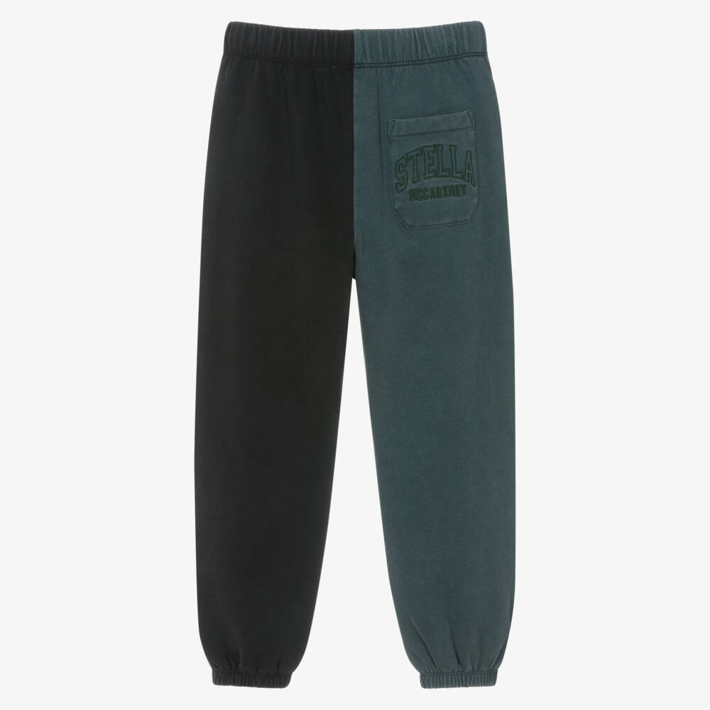 Stella McCartney Kids-بنطلون رياضي قطني لون أسود وأخضر للأولاد | Childrensalon
