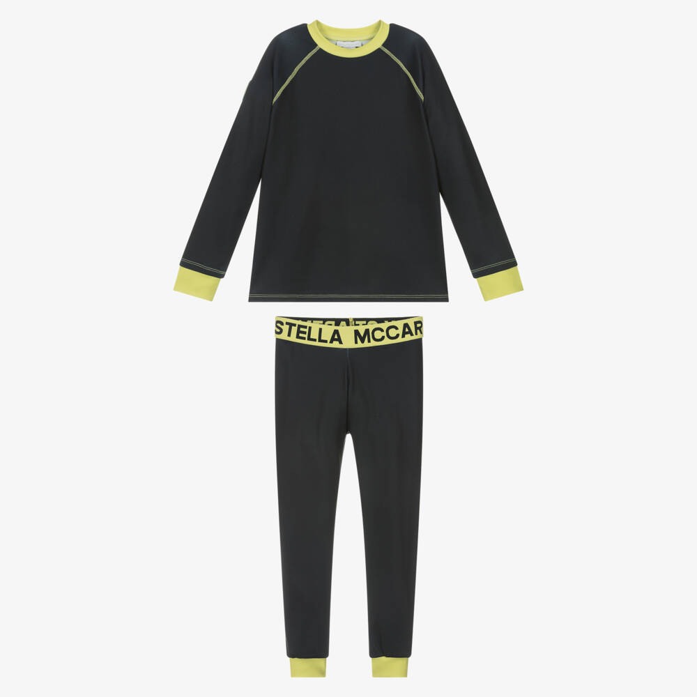 Stella McCartney Kids-طقم حراري لون أسود وأصفر للأولاد | Childrensalon