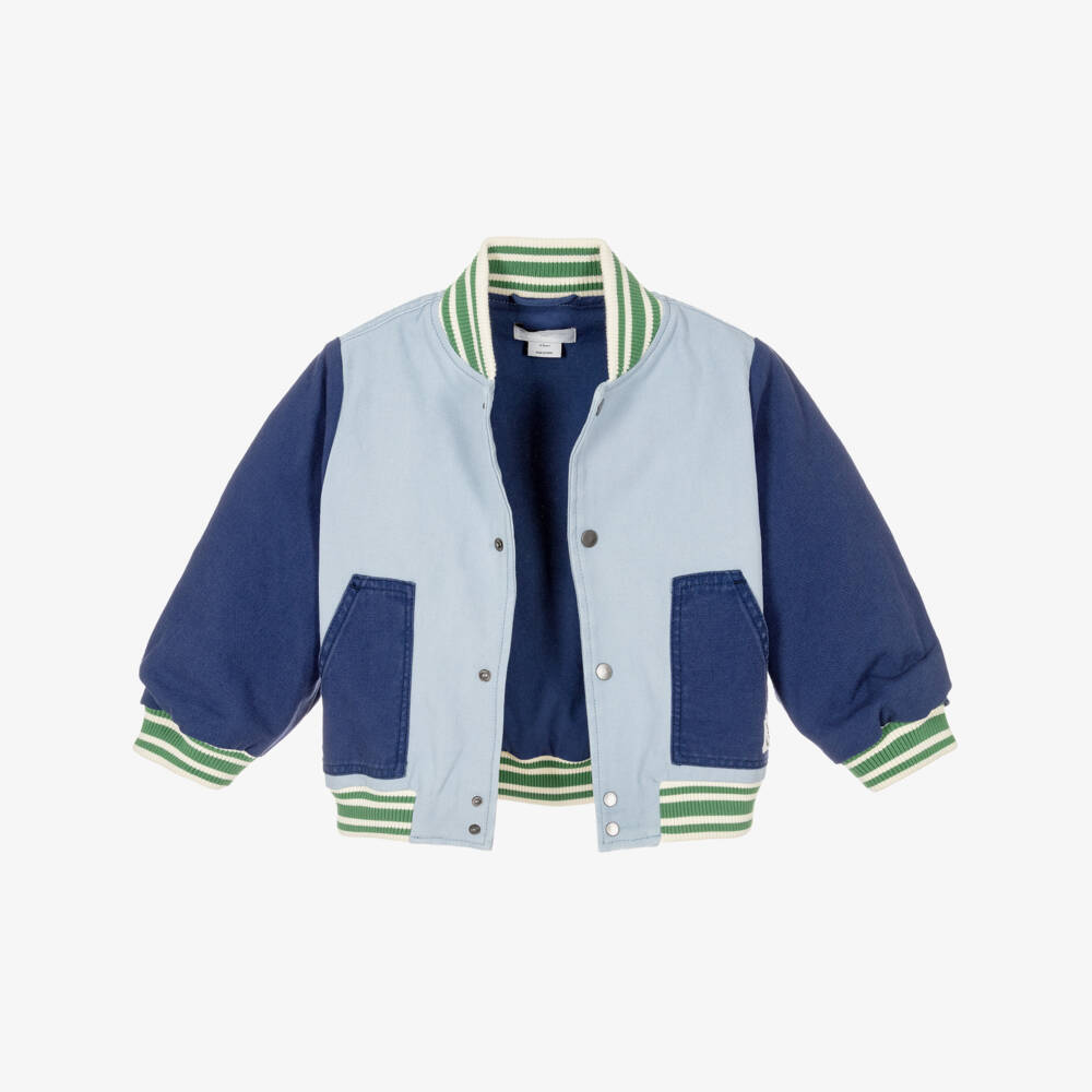 Stella McCartney Kids-Boys Blue Cotton Bomber Jacket | Childrensalon
