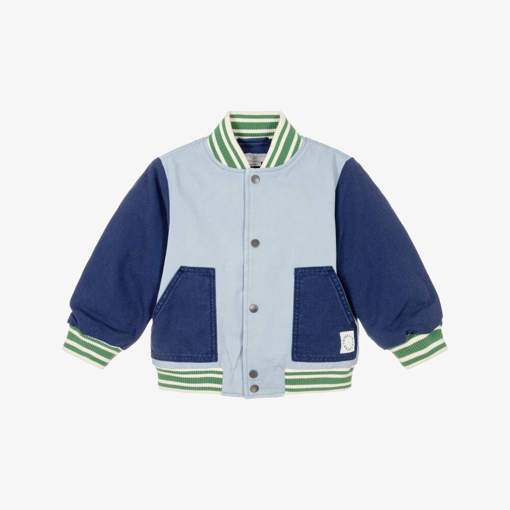 Stella McCartney Kids-Boys Blue Cotton Bomber Jacket | Childrensalon