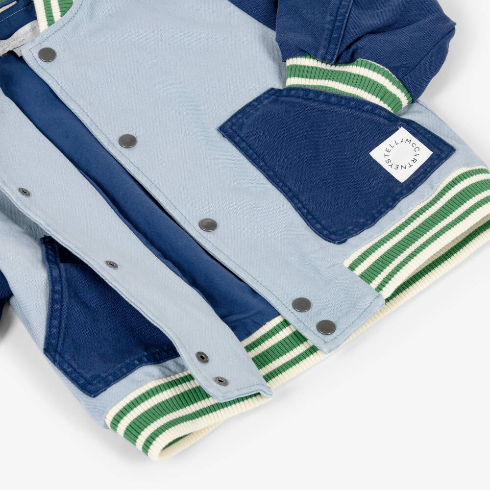 Stella McCartney Kids-Boys Blue Cotton Bomber Jacket | Childrensalon