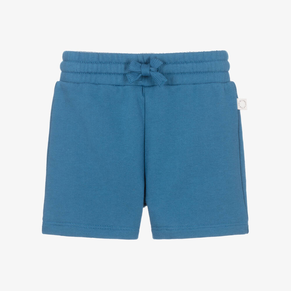 Stella McCartney Kids-Boys Blue Cotton Jersey Basketball Print Shorts | Childrensalon