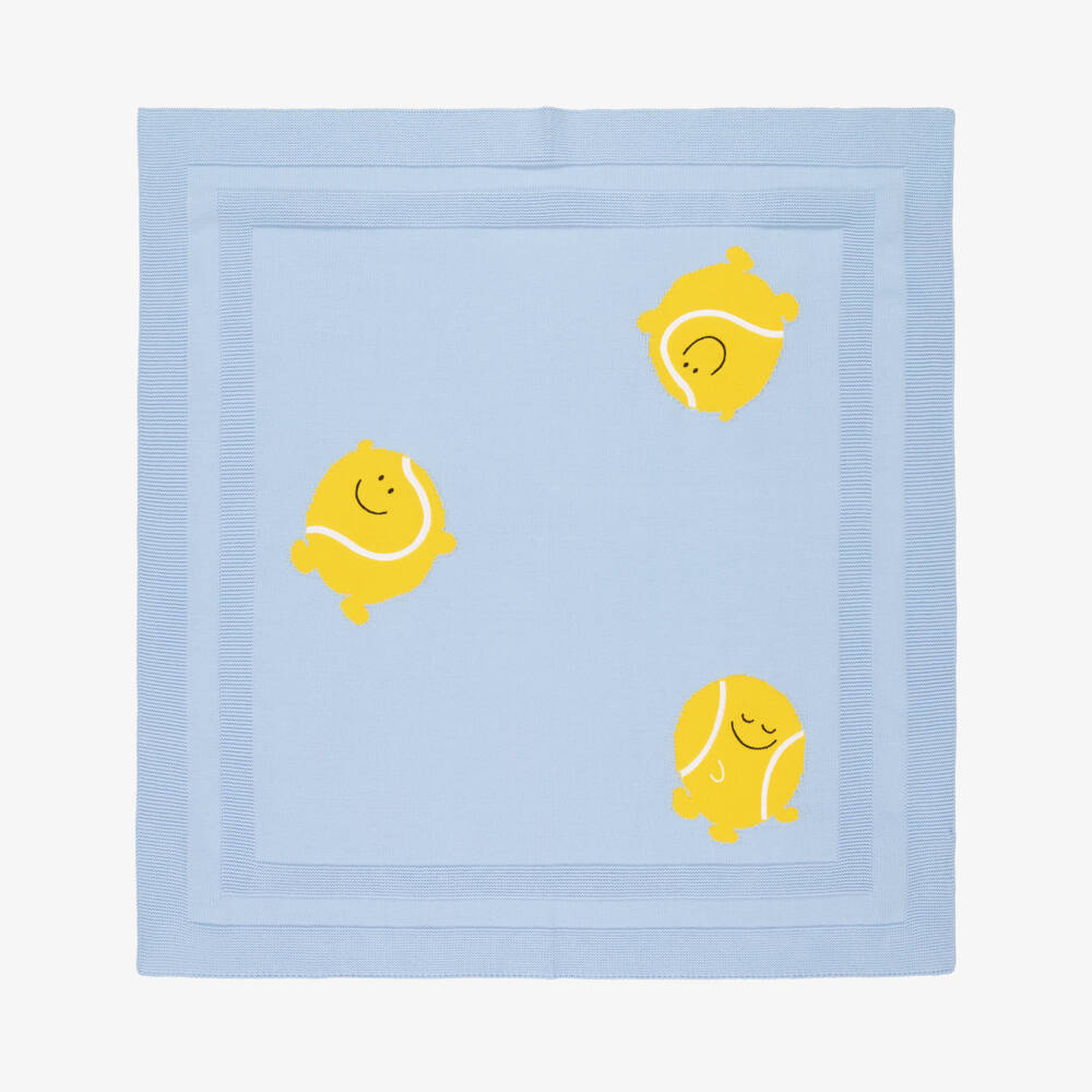 Stella McCartney Kids-بطانية محبوكة قطن لون أزرق للبنات الرضع (76 سم) | Childrensalon