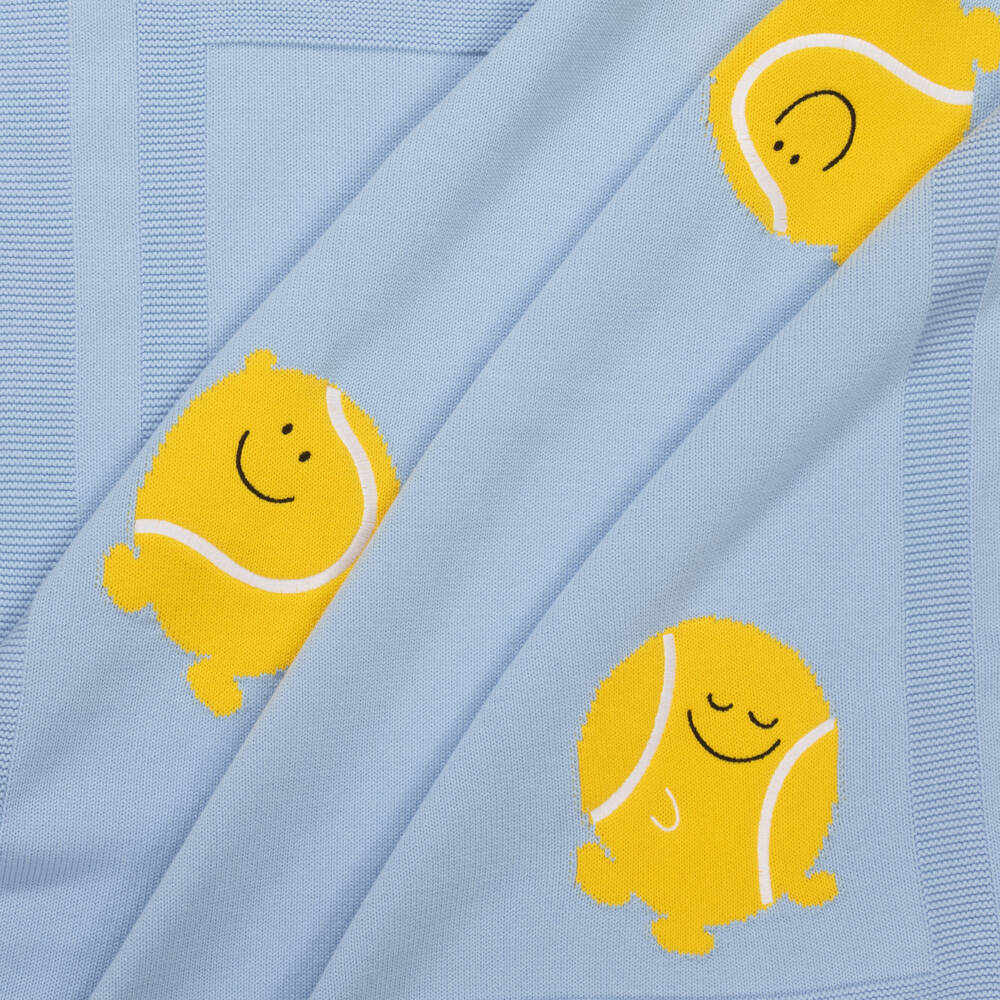 Stella McCartney Kids-بطانية محبوكة قطن لون أزرق للبنات الرضع (76 سم) | Childrensalon