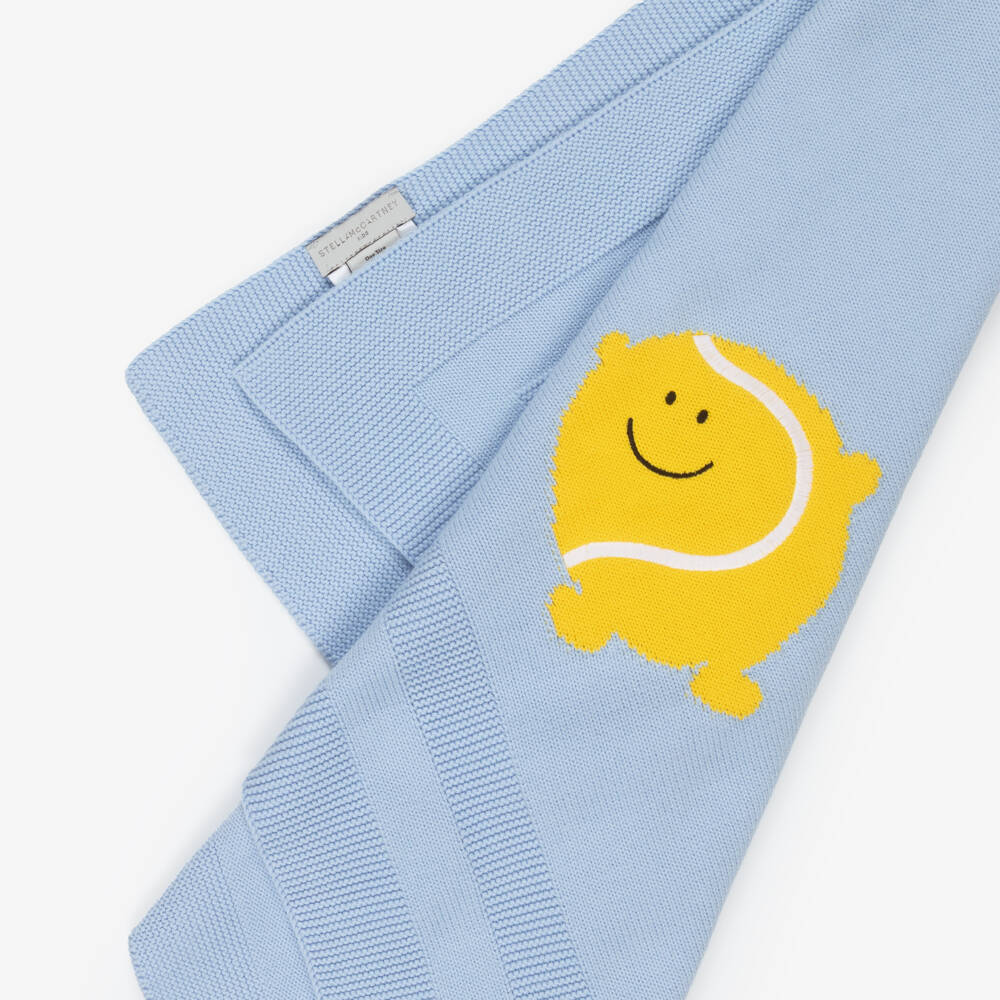 Stella McCartney Kids-بطانية محبوكة قطن لون أزرق للبنات الرضع (76 سم) | Childrensalon