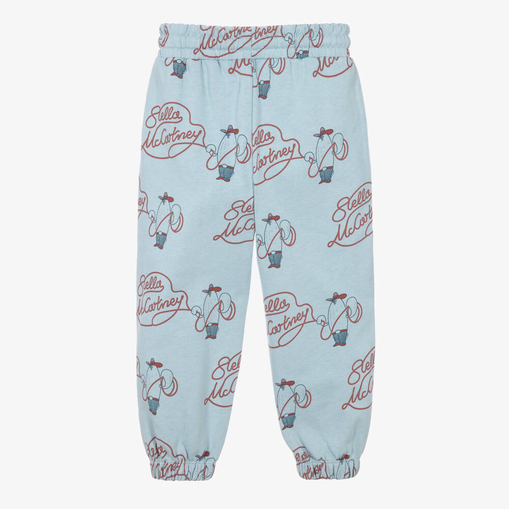 Stella McCartney Kids-Boys Blue Cotton Lasso Logo Joggers | Childrensalon