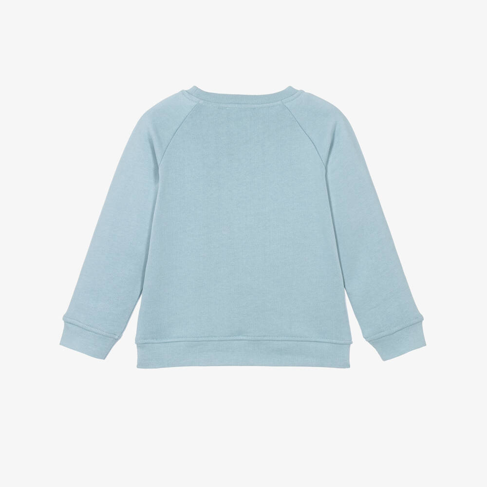 Stella McCartney Kids-Boys Blue Cotton Lasso Logo Sweatshirt | Childrensalon