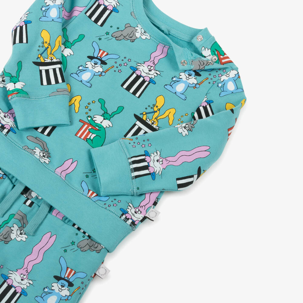 Stella McCartney Kids-Boys Blue Cotton Magic Bunnies Shorts Set | Childrensalon
