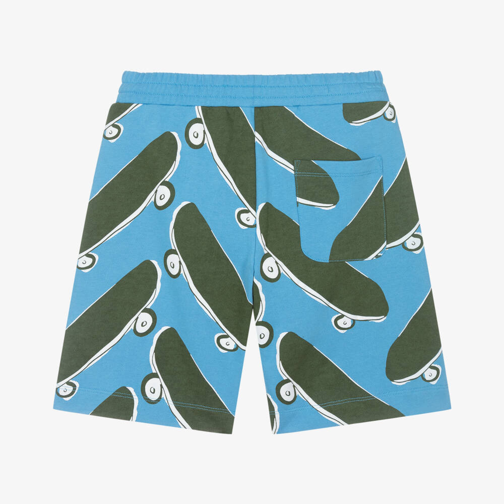 Stella McCartney Kids-Boys Blue Cotton Skateboard Shorts | Childrensalon