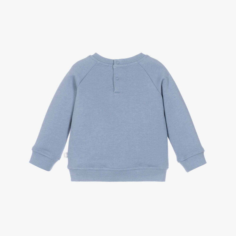 Stella McCartney Kids-Boys Blue Cotton Sweatshirt with Embroidered Horses | Childrensalon