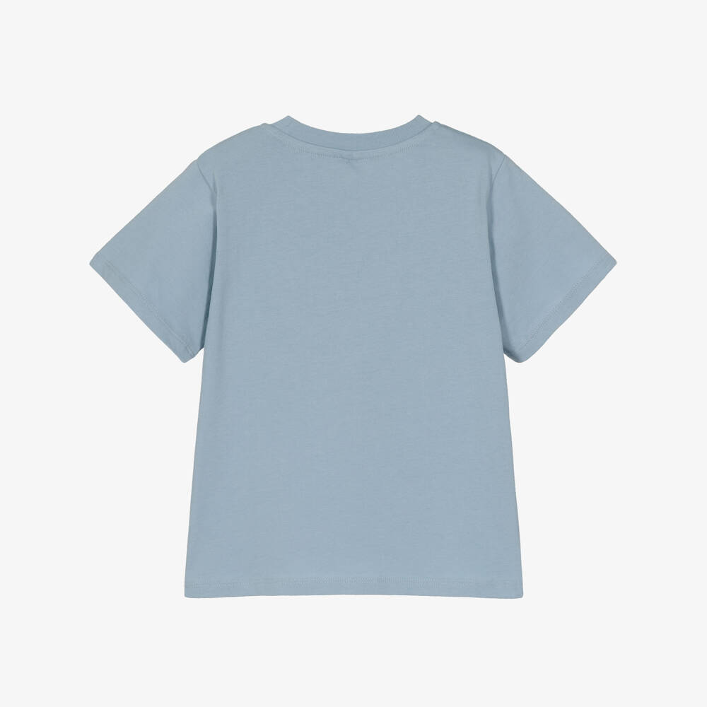 Stella McCartney Kids-Boys Blue Cotton T-Shirt with Playful Cactus Print | Childrensalon