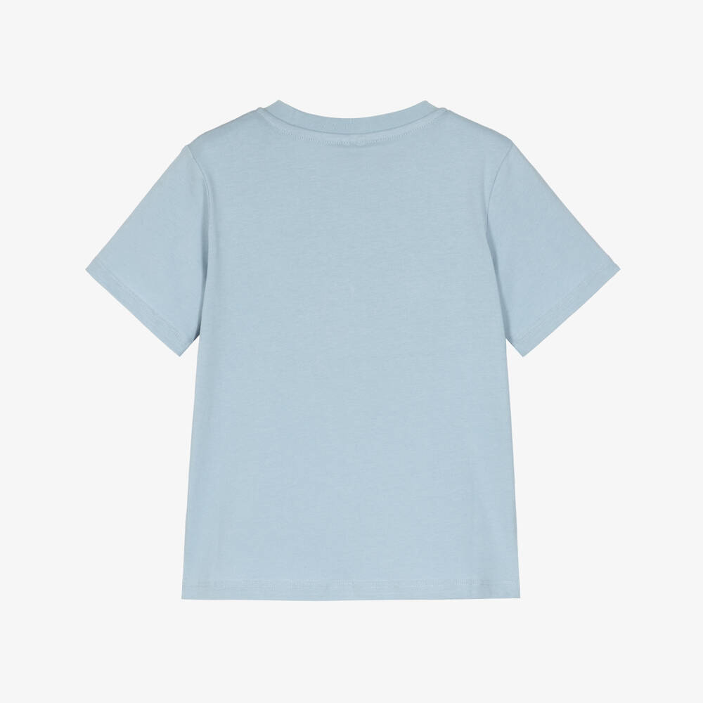 Stella McCartney Kids-Boys Blue Cotton T-Shirt with Playful Horse Motif | Childrensalon
